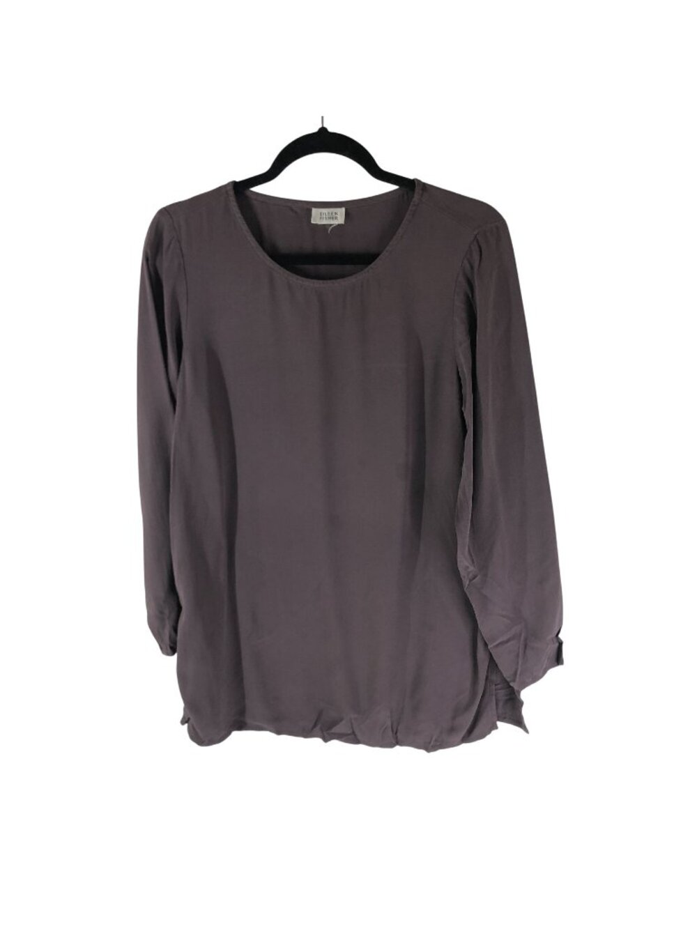 Eileen Fisher Womens Purple Silk Long Sleeve Tunic Top Blouse Size M